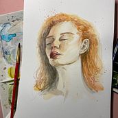 Mój projekt z kursu: Portrety akwarelowe: uchwyć osobowość modela. Fine Arts, Painting, Watercolor Painting, and Portrait Drawing project by darhena - 02.28.2023