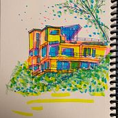My project for course: Expressive Architectural Sketching with Colored Markers. Sketching, Drawing, Architectural Illustration, Sketchbook & Ink Illustration project by Yael Jacobi - 03.01.2023