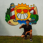 Mural Sol e Praia (Meu projeto do curso: Urban art). Un progetto di Illustrazione tradizionale, Street Art e Illustrazione digitale di Gabriel França de Moura - 02.03.2023