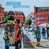 Mein Abschlussprojekt für den Kurs: Urban Sketching: Halte deine Stadt in Bewegung fest . Ilustrasi tradisional, Membuat sketsa, Menggambar, Lukisan Cat Air, Ilustrasi Arsitektur, Dan Buku sketsa proyek oleh Maria Ackermann - 03.01.2023