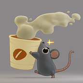 Coffee fuel for this rodent. 3D, Animation, Traditional illustration, and Character Design project by BowMind - 03.02.2023