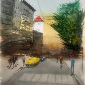 Il mio progetto del corso: Paesaggi urbani ad acquerello. Fine Arts, Watercolor Painting, and Architectural Illustration project by Simone del grosso - 03.02.2023