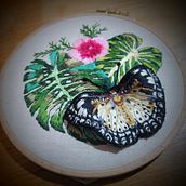 My project for course: Needle Embroidery: Create a Natural Composition. Traditional illustration, Embroider, Color Theor, and Textile Design project by drjgaimster - 03.01.2023