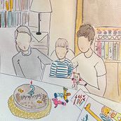 Un año que celebrar . Traditional illustration, Character Design, Drawing, and Sketchbook project by Lidia Millán V - 03.02.2023