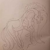 A horse, that I found in pinterest and then drew (credits, to whoever did it first). Traditional illustration, Pencil Drawing, and Sketchbook project by Gabija Stank - 03.03.2023