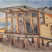 Mein Abschlussprojekt für den Kurs: Expressive Architekturskizzen mit Markern. Sketching, Drawing, Architectural Illustration, Sketchbook & Ink Illustration project by stine_roedd - 03.03.2023