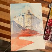 My project for course: Architectural Sketching with Watercolor and Ink. Sketching, Drawing, Watercolor Painting, Architectural Illustration, Sketchbook & Ink Illustration project by Linn Soh - 03.06.2023