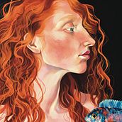 Red woman, blue fish. Acr, lic Painting, and Painting project by Narecami Illustration - 03.07.2023