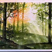 Mijn project van de cursus: Schilder dromerige aquarellandschappen met licht. Een project van Schilderij y Aquarelschilderen van linda_822229 - 07.03.2023