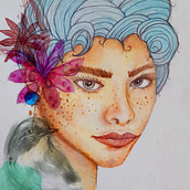 Mi proyecto del curso: Retrato ilustrado en acuarela. Un proyecto de Ilustración tradicional, Bellas Artes, Pintura, Dibujo, Pintura a la acuarela, Dibujo de Retrato y Dibujo artístico de Priscila Pellegrini - 02.03.2023