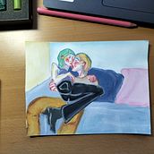 Mi proyecto del curso: Dibujo expresivo de la figura humana: explora formas y colores. Fine Arts, Pencil Drawing, Drawing, Portrait Drawing, Realistic Drawing, Figure Drawing, and Gouache Painting project by Alicia González Carnero - 03.07.2023