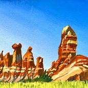 American National Parks in Gouache. Gouache Painting project by Logan Hughes - 03.08.2023