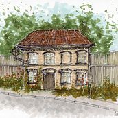 House in Telthusbakken in Oslo. Traditional illustration project by Anja Fauske - 03.09.2023