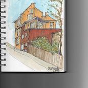 House in Kampen, Olso. Traditional illustration project by Anja Fauske - 03.09.2023
