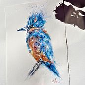 Martim Pescador. Watercolor Painting, and Fine Arts project by Ana Mioli - 03.09.2023