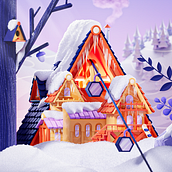Cozy A-Frame: Modeling a Colorful 3D World in Cinema 4D and Redshift (final project). 3D, Digital Illustration, 3D Modeling, 3D Design, and Traditional illustration project by Dylan Blau - 03.10.2023