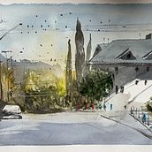 Paesaggio urbano contemporaneo. Traditional illustration project by Simone del grosso - 03.09.2023