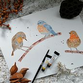 Illustrierte Vögel mit expressiven Aquarelltechniken. Traditional illustration project by ydrinka - 03.10.2023
