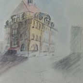 Mein Abschlussprojekt für den Kurs: Architektonische Zeichnung mit Aquarell und Tinte. Sketching, Drawing, Watercolor Painting, Architectural Illustration, Sketchbook & Ink Illustration project by ka_mde - 03.10.2023