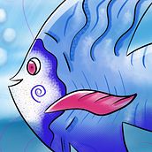 Peixe Azul. Traditional illustration project by Tiago Correia - 03.08.2023
