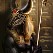SACERDOTE DE ANUBIS. Proyecto final del curso "Adobe Photoshop para concep art" de Nacho Yagüe. Character Design, Digital Illustration, and Concept Art project by JUAN ANTONIO MARTINEZ MONTIEL - 03.11.2023