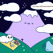 Mochi’s midnight picnic -Designing Kawaii Worlds: Spread Joy Through Illustration. Un projet de Illustration numérique de r1anna_nurs3 - 10.03.2023