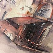 Mon projet du cours : Dessin architectural à l’aquarelle et à l’encre. Sketching, Drawing, Watercolor Painting, Architectural Illustration, Sketchbook & Ink Illustration project by cindypineau1 - 03.12.2023