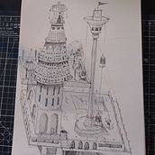 Mein Abschlussprojekt für den Kurs: Künstlerische Architekturzeichnungen mit Tusche. Een project van Traditionele illustratie,  Beeldende kunst,  Tekening,  Architecturale illustratie y  Illustratie met inkt van Melanie Fickers - 13.03.2023