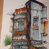 My project for course: Expressive Architectural Sketching with Coloured Markers. Sketching, and Architecture project by Katerina - 03.13.2023