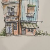 My project for course: Expressive Architectural Sketching with Colored Markers. Un projet de Illustration architecturale, Carnet de croquis, Illustration à l'encre, Esquisse  , et Dessin de Yvette Oosthuizen - 17.03.2023