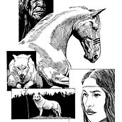 Horse and Wolf. Ilustração tradicional, Ilustração com tinta, Desenho, e Desenho de retrato projeto de Alberto Russo - 15.03.2023