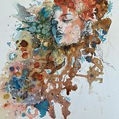 Mi proyecto del curso: Retrato experimental con tinta, alcohol y té. Un progetto di Belle arti, Pittura, Disegno e Illustrazione con inchiostro di carmen_dmc - 15.03.2023