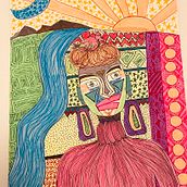 Abstrakte Welt. Inspiriert von Debajo del Sombrero. Traditional illustration project by jislanda - 03.15.2023