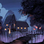 The mysterious mountain of Ambondrombe. Traditional illustration, and Concept Art project by Mamiantsa RASOANAIVO - 03.16.2023