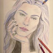 Mein Abschlussprojekt für den Kurs: Lebendiges Porträtzeichnen mit Buntstiften. Drawing, Portrait Drawing, Sketchbook, and Colored Pencil Drawing project by Kassandra Fröhlich - 03.16.2023