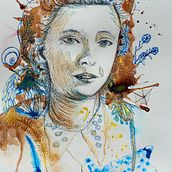 My project for course: Experimental Portraiture with Ink, Tea and Alcohol. Projekt z dziedziny  Sztuki piękne,  Malarstwo,  R, sunek,  R i sunek atramentem użytkownika Ans Breetveld - 17.03.2023