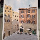 Mon projet du cours : Techniques modernes pour des paysages urbains à l'aquarelle. Un progetto di Pittura e Pittura ad acquerello di Fabien - 18.03.2023