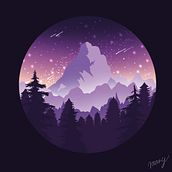 Night sky 🌠(●'◡'●)  Inspired by the artist: Genevieve´s Design Studio. Ein Projekt aus dem Bereich Traditionelle Illustration, Landschaftsbau und Digitale Illustration von Mariana - 15.03.2023