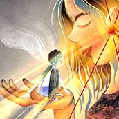 Comforting hand. Un proyecto de Ilustración tradicional, Ilustración infantil y Diseño de personajes de Yelyzaveta Anysymova - 20.03.2023