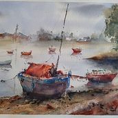 Mi proyecto del curso: Pintura en acuarela de paisajes marinos. Un proyecto de Pintura, Pintura a la acuarela e Ilustración naturalista				 de b_espinoza_castro - 21.03.2023