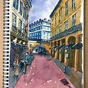 My project course : Architectural Illustration with Watercolor. Traditional illustration, Sketching, Drawing, Watercolor Painting, Architectural Illustration, and Sketchbook project by Poch Boonwirut - 03.13.2023