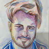 Retrato en Acuarela: Luchito. Un proyecto de Bellas Artes, Pintura, Pintura a la acuarela y Dibujo de Retrato de Melina Ortiz - 21.03.2023