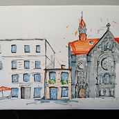 My project for course: Expressive Architectural Sketching with Colored Markers. Sketching, Drawing, Architectural Illustration, and Sketchbook project by Dawid Dryżałowski - 03.23.2023