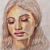 Mon projet du cours : Dessin de portraits expressifs aux crayons de couleur . Drawing, Portrait Drawing, Sketchbook, and Colored Pencil Drawing project by Francine Calestagne - 03.23.2023