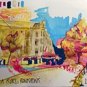 Mein Abschlussprojekt für den Kurs: Moderne Urban Sketching-Techniken in Mixed Media Ein Projekt aus dem Bereich Traditionelle Illustration, Malerei, Architektonische Illustration und Illustration mit Tinte von Sylvie Brucker - 23.03.2023