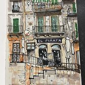 El Pirata in Port de Soller, Mallorca. Street Art, and Sketchbook project by Iain Wilson - 03.23.2023