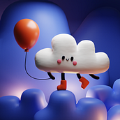 A Cloud and his balloon . 3D project by vuckovicdesign - 03.25.2023
