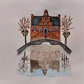 Huisportretje Oude Raadhuis, Oud-Beijerland, Nederland. Un projet de Illustration traditionnelle de Brenda Valk - Van Haaren - 26.03.2023