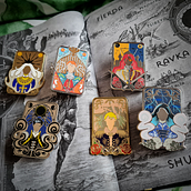 The Light and the Dark Enamel Pin Collection inspired by Leigh Bardugo's Grishaverse. Design, Traditional illustration, Accessor, and Design project by Jamie-Lee Turner - 03.26.2023