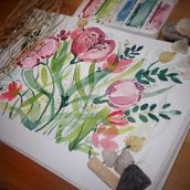 Mi proyecto del curso: Creación de una composición floral con acuarela. Traditional illustration, Fine Arts, Painting, Watercolor Painting, Botanical Illustration, and Naturalistic Illustration project by Camila Pezoa Fuentes - 03.30.2023